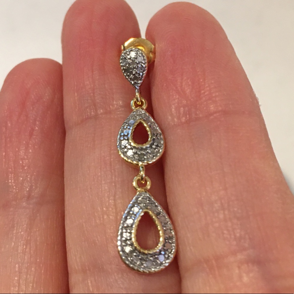 Sterling silver gold plated drop earrings - Picture 4 of 6